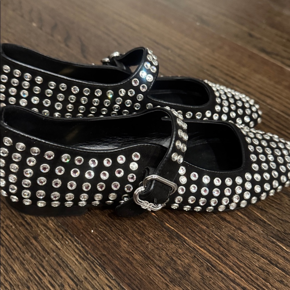 Sam Edelman Black Rhinestone Mary Jane Flats - Picture 2 of 3